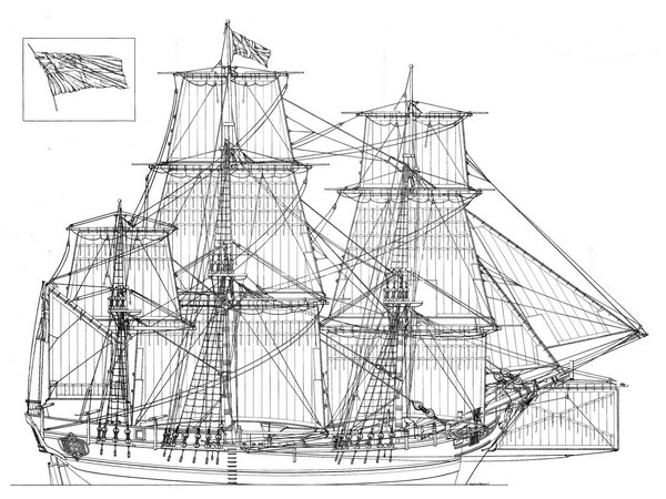CD Парусные корабли XVIII-XIX (чертежи, рангоут, такелаж) (465)